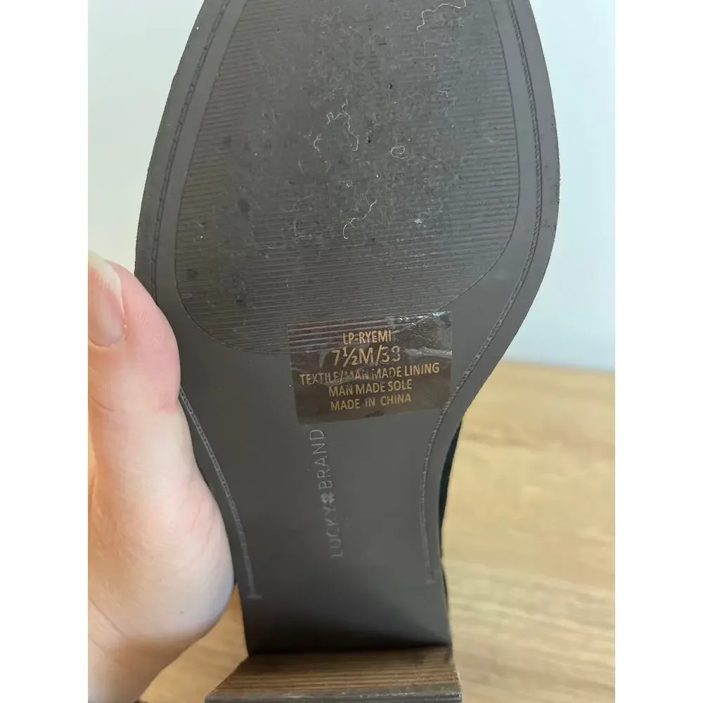 Lucky Brand Womens Ryemi Bootie Peep Toe Suede Size 7.5 Black Pull-On Fall Boho - Picture 8 of 8